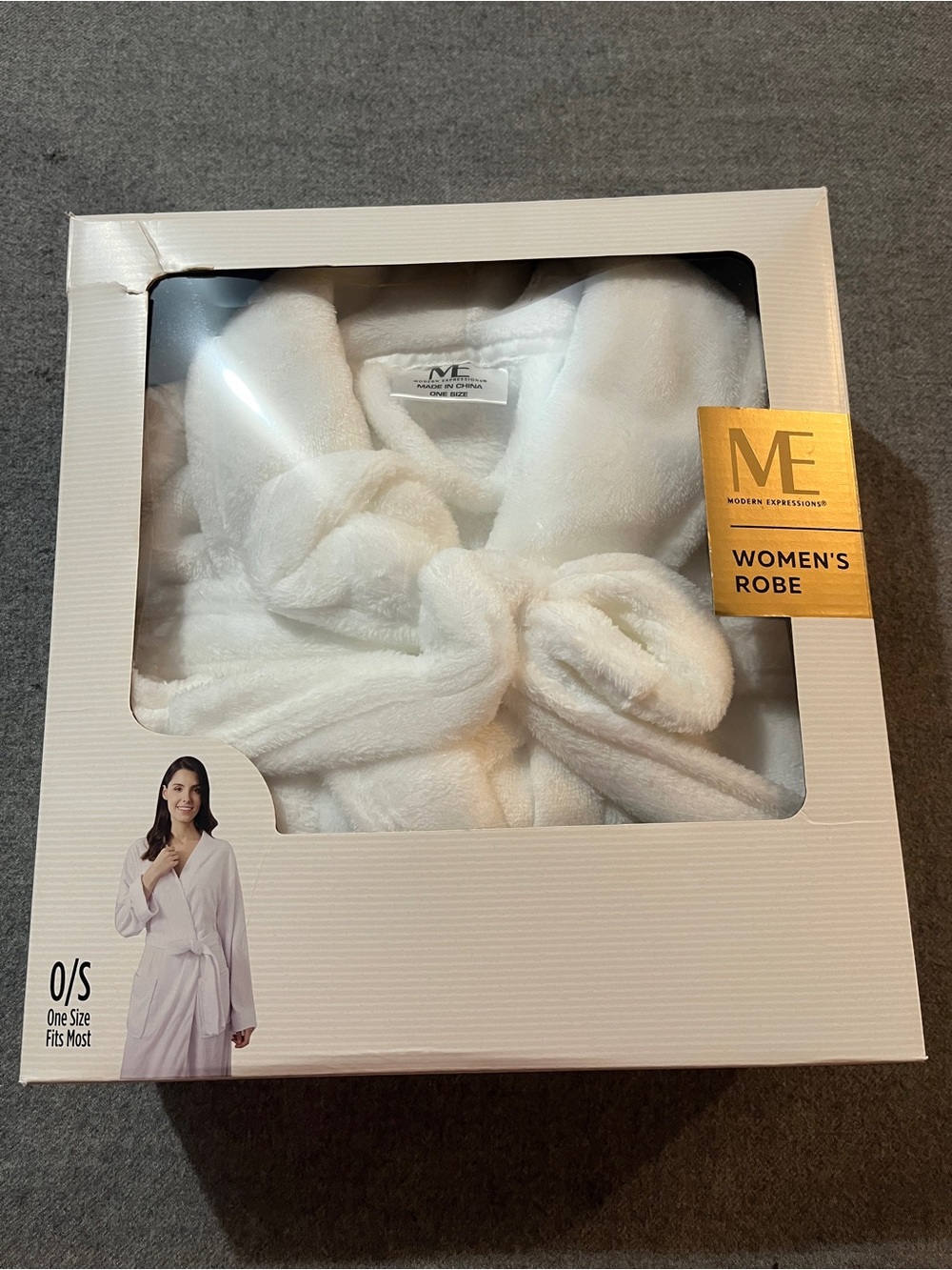 NIB Plush Women's Bath Robe - White OS